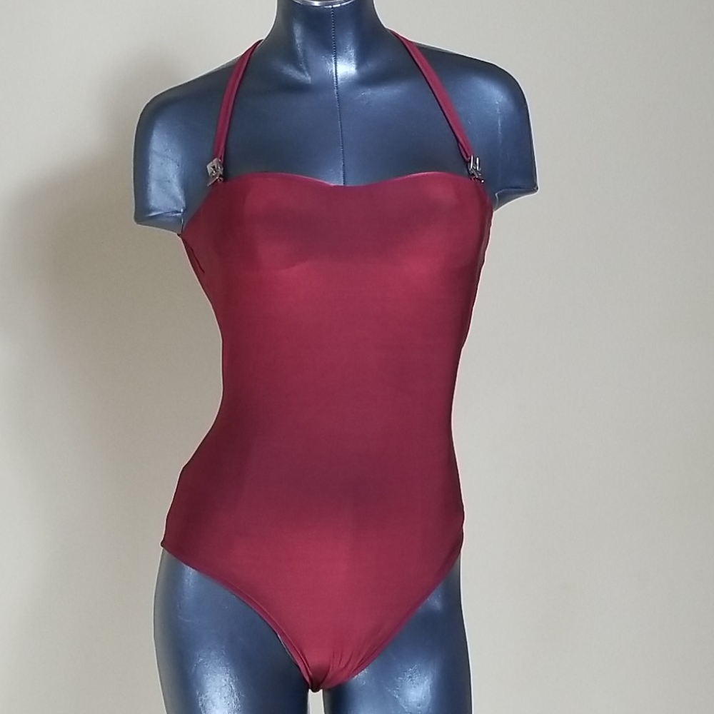 Fendi Burgundy One Piece Bathing Suit